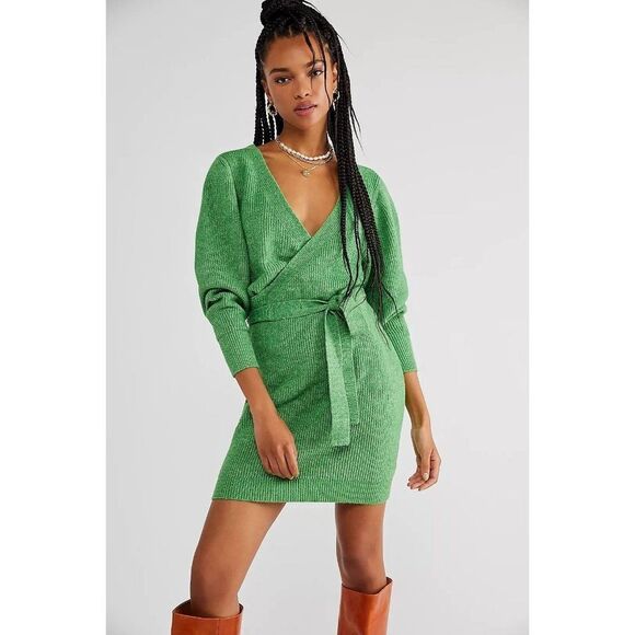 Free People Dresses & Skirts - FREE PEOPLE Sienna Green Wrap Dress Small NWT